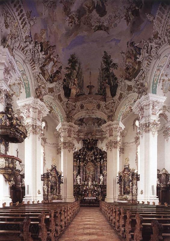 ZIMMERMANN  Johann Baptist Interior with ceiling fresco Germany oil painting art